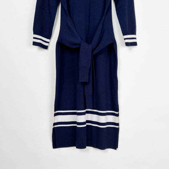 Sandro Cashmere Wool Stripe Midi Knit Sweater Bryone Dress Preppy Paris Academia - Picture 6 of 14